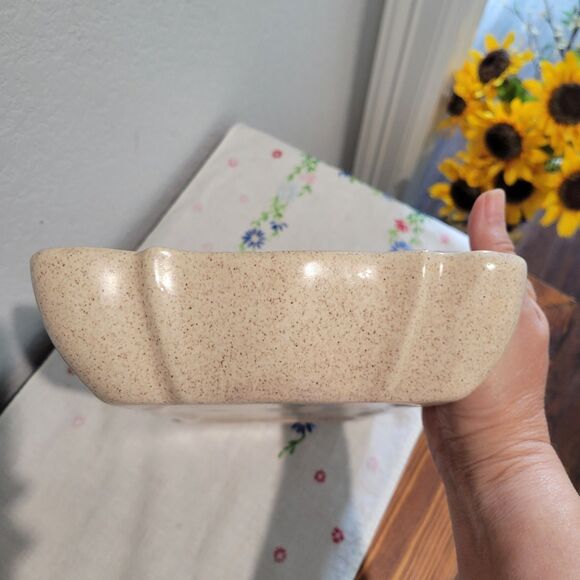 Vintage Speckled Tan Haeger Rectangle Tray Serving Dish 11”x7.5” 2.25” Deep USA - Picture 9 of 10